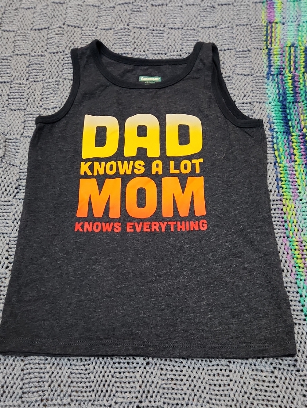 Garanimals Charcoal Tank Top with Yellow-Orange Gradient Graphic